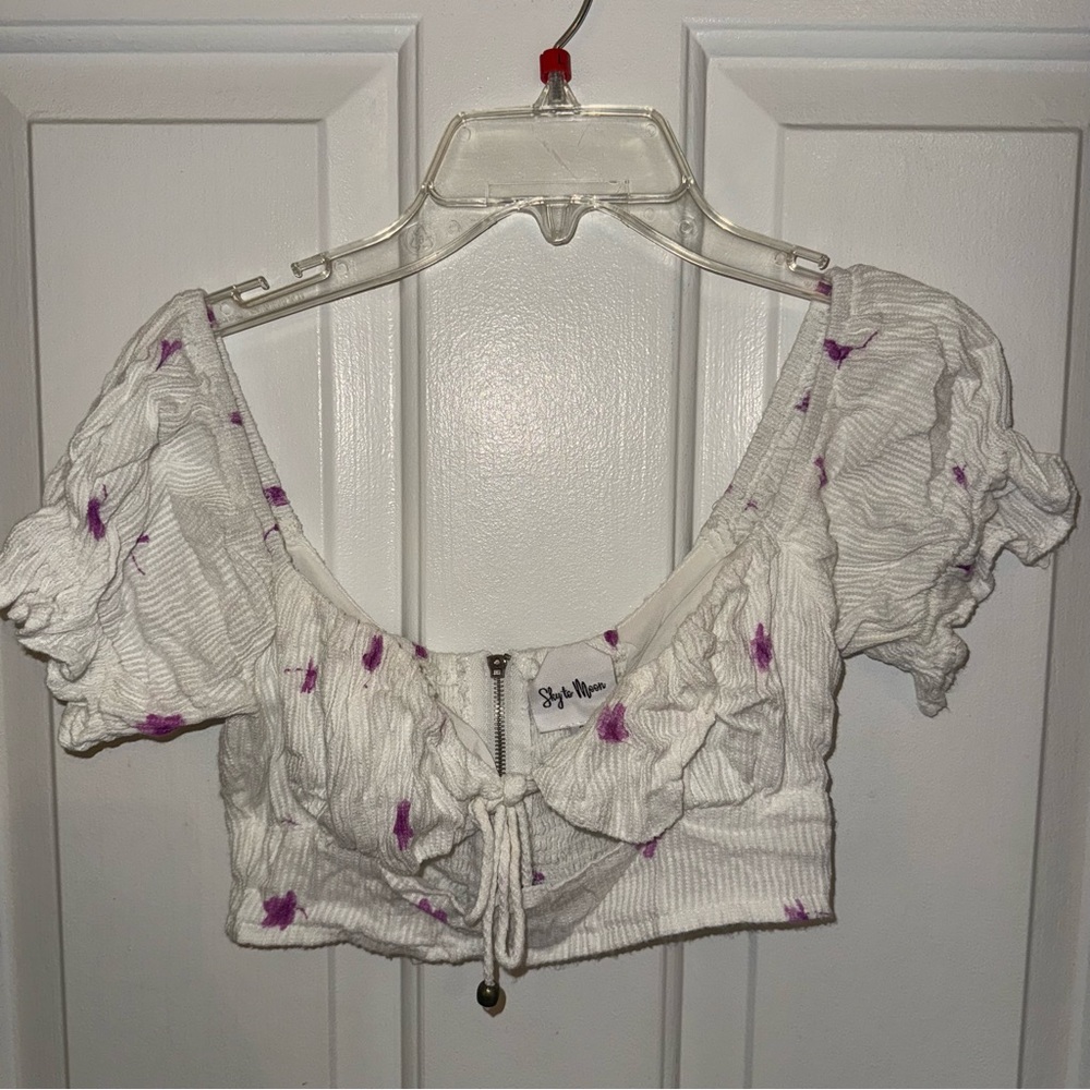 Ribbed Floral Crop Top SIZE SMALL